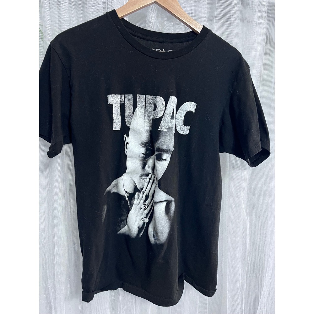 Tupac Shakur Graphic T Shirt Black Size L Hip Hop Rap Legend Praying